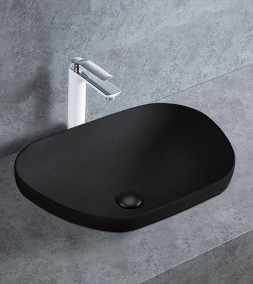 Matt Black Ceramic Semi Counter/Table Mounted Wash Basin – Aquant India